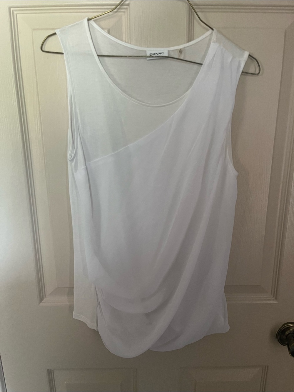 DKNY White Draped Sleeveless Tank Sz M GUC